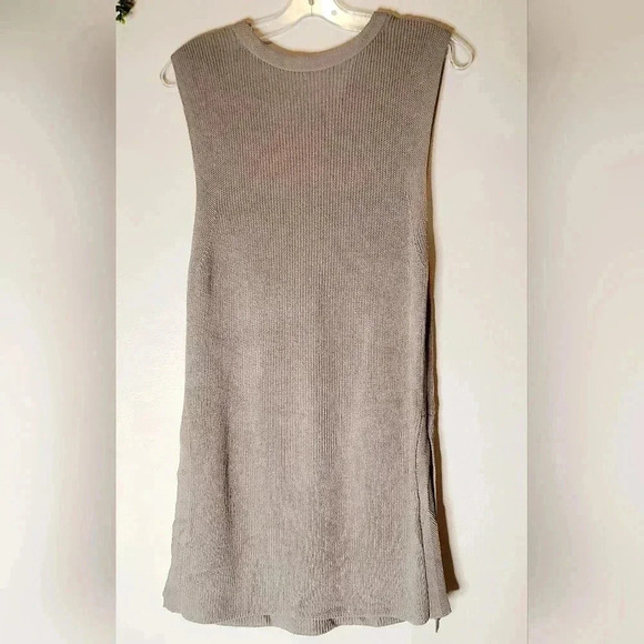 Wilfred Aritzia  Palmier Grained Beige Tunic Sleeveless Side Slit Sweater… - Picture 3 of 8